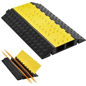 imageVEVOR 328 ft Cable Protector Ramp 4 Pack of 1 Channel 18000 lbsaxle Capacity Heavy Duty Rubber Speed Bumps Floor Cord Cable Protector Wire Cover for Residential Areas Private Garages Gardens2 Channel1 PC