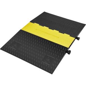 imageVEVOR 4 Pack of 1Channel Rubber Cable Protector Ramps Heavy Duty 22046Lbs Load Capacity Cable Wire Cord Cover Ramp Speed Bump Driveway Hose Cable Ramp Protective Cover5 Channel1PC