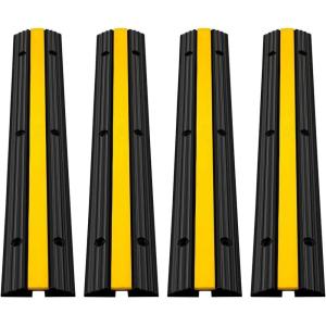 imageVEVOR 4 Pack of 1Channel Rubber Cable Protector Ramps Heavy Duty 22046Lbs Load Capacity Cable Wire Cord Cover Ramp Speed Bump Driveway Hose Cable Ramp Protective Cover1 Channel4PCS