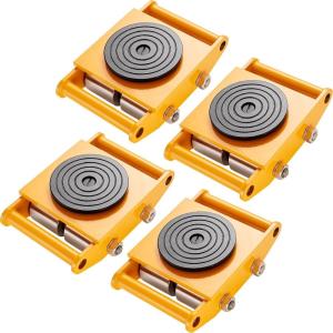 imageVEVOR 4PCS Machinery Skates Dollies 17637 lb Heavy Duty Equipment Moving Skates with 4 PU Wheels 360 Rotation NonSlip Cap LowProfile Industrial Mover Rollers for Factory Warehouse Workshop4 PcsSteel Wheels