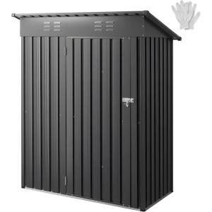 imageVEVOR 5 x 3 FT Metal Garden Shed Storage Building with Lockable Door ampamp 2 Louver Vents Sloped Roof Metal Outdoor Storage Shed Tool Sheds Outdoor Storage for Backyard Garden Patio Bike Gray