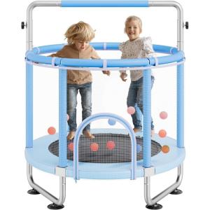 imageVEVOR 5FT Trampoline 50quot55quot56  35quot for IndoorOutdoor use for Toddlers Foldable Mini Baby with Foam Handle Recreational Birthday GiftBule