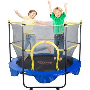 imageVEVOR 5FT Trampoline 50quot55quot56  35quot for IndoorOutdoor use for Toddlers Foldable Mini Baby with Foam Handle Recreational Birthday GiftMulticolor