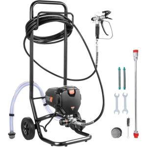 imageVEVOR 750W Stand Airless Paint Sprayer 3000PSI High Efficiency Electric Airless Sprayer with Cart Paint Sprayers for Home Interior and Exterior Furniture and Fences Fine and Even Painting Effect750W WheeledAirless Paint Sprayer