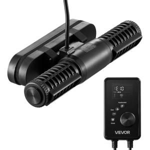 imageVEVOR Aquarium Wave Maker 25W 2380 GPH Adjustable Cross Flow Pump with Controller Magnetic DC 24V Aquarium Powerhead Strong Magnetic Base 360 Rotating Wavemaker for Saltwater Marine FreshwaterCross Flow