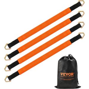 imageVEVOR Axle Straps 4 Pack of 2 in x 384 Inch Heavy Duty Axle Tie Down Straps with D Rings Protective Sleeves 12000 lbs Break Strength Tire Wheel Tie Down for Car Trailer Truck Towing ampamp Hauling