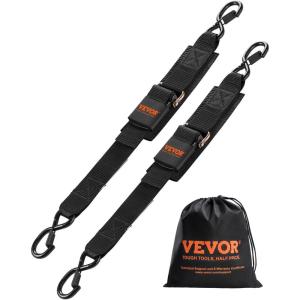 imageVEVOR Boat Trailer Transom Straps 2PK 2 x 24 Adjustable Boat Straps 1500lb Break Strength with Security Lock S Hooks and Boat Pads Transom Tiedowns for Trailer Boat or Kayak Secure