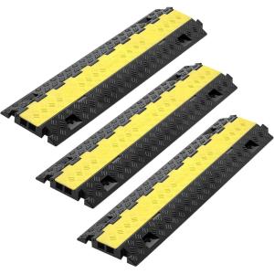 imageVEVOR Cable Protector Ramp 2 Channel 22000 lbsaxle Capacity Heavy Duty TPU Wire Cord Cover Ramp Hose Protector Driveway Traffic Speed Bump wTPR FlipOpen Top Cover for Indoor ampamp Outdoor3 PCs
