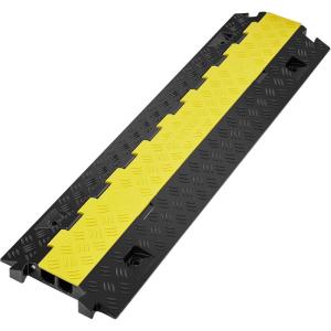imageVEVOR Cable Protector Ramp 2 Channel 22000 lbsaxle Capacity Heavy Duty TPU Wire Cord Cover Ramp Hose Protector Driveway Traffic Speed Bump wTPR FlipOpen Top Cover for Indoor ampamp Outdoor1 PC