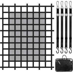 imageVEVOR Cargo Net with Mesh 72 in x 57 in Heavy Duty Truck Cargo NetWLL 1100lbs 4 Adjustable Straps with Carabiners ampamp SHooks Truck Bed Cover for Trailer Pickup Boat Jeep SUV 475 x 6 ft72 x 57