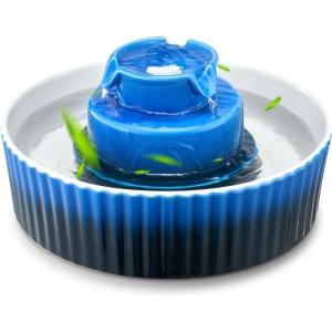 imageVEVOR Ceramic Cat Water Fountain 21L71oz Cupcake Pet Fountain Porcelain Cat Water Dispenser with UltraQuiet Pump 360 Drinking Area and MultiLayer Filtration System for Cats and Dogs Blue