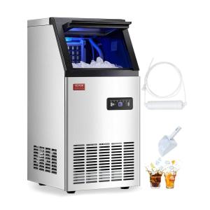 imageVEVOR Commercial Ice Maker 100lbs24H Ice Maker Machine with 28lbs Storage Capacity 40 Ice Cubes in 15 Minutes Freestanding Ice Maker for Bar Home Office Restaurant LED Display SelfCleaning100lbs24H