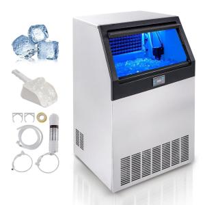 imageVEVOR Commercial Ice Maker 100lbs24H Ice Maker Machine with 28lbs Storage Capacity 40 Ice Cubes in 15 Minutes Freestanding Ice Maker for Bar Home Office Restaurant LED Display SelfCleaning300lbs24H