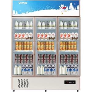 imageVEVOR Commercial Merchandiser Refrigerator Triple Glass Doors Cubic Ft Upright Display Beverage Cooler 79quot Tall x 60quot Width Fridge with LED Lighting for Drink Wine Soda Gold 35 cuft35 cuft