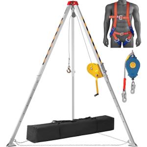 imageVEVOR Confined Space Tripod Kit 1800 lbs Winch Confined Space Tripod 7 Legs and 98 Cable Confined Space Rescue Tripod 328 Fall Protection Harness Storage Bag for Traditional Confined Spaces2600 lbs wHarness