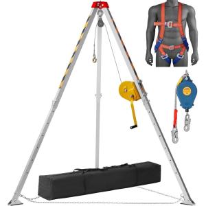 imageVEVOR Confined Space Tripod Kit 1800 lbs Winch Confined Space Tripod 7 Legs and 98 Cable Confined Space Rescue Tripod 328 Fall Protection Harness Storage Bag for Traditional Confined Spaces1800 lbs wHarness