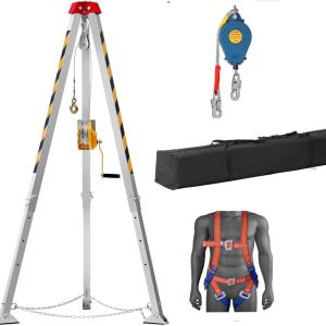 imageVEVOR Confined Space Tripod Kit 1800 lbs Winch Confined Space Tripod 7 Legs and 98 Cable Confined Space Rescue Tripod 328 Fall Protection Harness Storage Bag for Traditional Confined Spaces1200 lbs wHarness