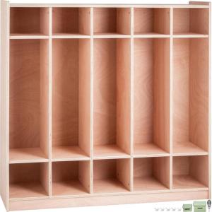 imageVEVOR Cubby Mobile Tray Storage Cabinet 20Compartment Cubby Storage Shelf Cubby Storage Cabinet 4 x 5 Classroom Cubbies Classroom Furniture for Home Daycare and Preschool Natural5Section