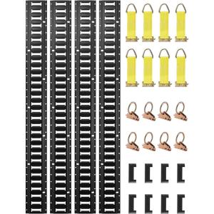 imageVEVOR E Track TieDown Rail Kit 32PCS 5FT ETracks Set Includes 8 Steel Rails ampamp 8 O Rings ampamp 8 TieOffs with DRing ampamp 8 End Caps Securing Accessories for Cargo Motorcycles and Bikes5FT28Pcs