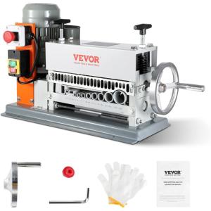 imageVEVOR Electric Wire Stripping Machine 006157 Automatic Stripper 370 W 88 ftmin With Extra Manual Crank 11 Channels Copper Stripper1536mm