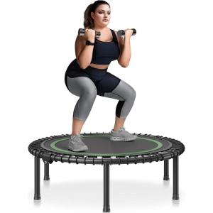 imageVEVOR Foldable Mini Trampoline 40 Inch Fitness Rebounder Max Load 330 lbs Exercise Trampoline Stable ampamp Quiet IndoorOutdoor Workout Adults40 Round Bungee cords