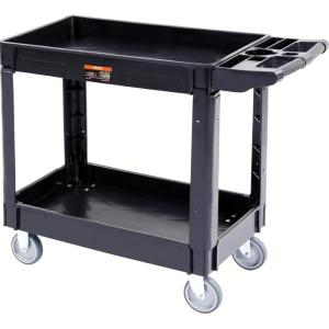 imageVEVOR Foldable Utility Service Cart 165LBS 3 Shelf Heavy Duty Plastic Rolling Cart with 360 Swivel Wheels 2 with Brakes Ergonomic Handle Portable Garage Tool Cart for Warehouse Office Home2 Tier550LBS