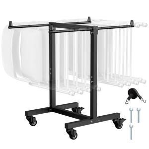 imageVEVOR Folding Chair Rack 300 LBS Capacity LShape Vertical Placement Chair Cart for 25 Chairs HeavyDuty Metal Chair Storage Dolly with Rubber Wheels MultiFunction Chair Holder Matte BlackTShape type
