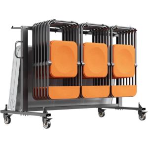 imageVEVOR Folding Chair Rack 400 LBS Capacity HeavyDuty Chair Cart for 42 Chairs or 12 Tables MultiFunction Chair Storage Dolly with Rubber Wheels and Holders Large Chair Holder Matte BlackMatte Black