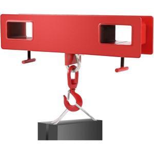 imageVEVOR Forklift Lifting Hook 4400lbs Capacity Forklift Lifting Hoist Red Forklift Mobile Crane with Swivel Hook and Two Large TScrews Hook Forklift Lifting Hoist Fork Lifting Attachment4400 LBS