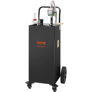 imageVEVOR Fuel Caddy 35 Gallon Gas Storage Tank on 4 Wheels with Manual Transfer Pump Gasoline Diesel Fuel Container for Cars Lawn Mowers ATVs Boats More YellowBlack