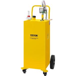 imageVEVOR Fuel Caddy 35 Gallon Gas Storage Tank on 4 Wheels with Manual Transfer Pump Gasoline Diesel Fuel Container for Cars Lawn Mowers ATVs Boats More YellowYellow
