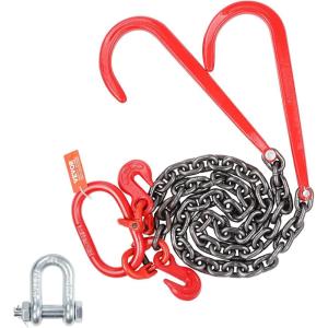 imageVEVOR G80 V Bridle Chain 516quot x 3 Towing Chain Bridle with R Hooks T Hooks J Hooks and Grab Hooks Transport Tow Chain Bridle with 10800 lbs Safe Working Load for Flatbed Truck Wrecker Recovery38Inch x 3FT