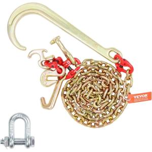 imageVEVOR G80 V Bridle Chain 516quot x 3 Towing Chain Bridle with R Hooks T Hooks J Hooks and Grab Hooks Transport Tow Chain Bridle with 10800 lbs Safe Working Load for Flatbed Truck Wrecker Recovery516Inch x 6FT