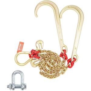 imageVEVOR G80 V Bridle Chain 516quot x 3 Towing Chain Bridle with R Hooks T Hooks J Hooks and Grab Hooks Transport Tow Chain Bridle with 10800 lbs Safe Working Load for Flatbed Truck Wrecker Recovery516Inch x 2FT