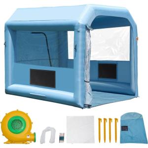 imageVEVOR Inflatable Paint Booth 98 x 82 x 82 ft Inflatable Spray Booth with 550W Powerful Blower and Air Filter System Portable Car Paint Booth for Motorcycle Bicycle Small Furniture PaintingBlue
