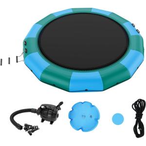 imageVEVOR Inflatable Water Bouncer 15ft Recreational Water Trampoline Portable Bounce Swim Platform with 3Step Ladder ampamp Electric Air Pump Kids Adults Floating Rebounder for Pool Lake Water Sportsgreen
