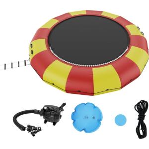 imageVEVOR Inflatable Water Bouncer 15ft Recreational Water Trampoline Portable Bounce Swim Platform with 3Step Ladder ampamp Electric Air Pump Kids Adults Floating Rebounder for Pool Lake Water Sportsred