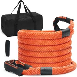 imageVEVOR Kinetic Recovery Rope 1 x 30ft MBS38000Lbs 100 Nylon HeavyDuty Off Road Snatch Strap Extreme Duty 30 Elasticity Energy Snatch Strap for 4x4 Offroad Vehicle Truck ATV UTV TractorOrange