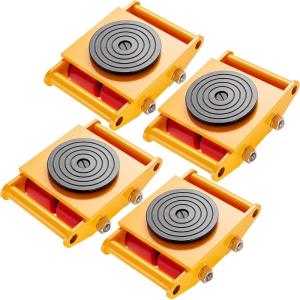 imageVEVOR Machine Skate 6T Machinery Skate Dolly 13228 lbs Machinery Moving Skate Machinery Mover Skate with 360 Rotation Cap and PU Directional Rollers Heavy Duty Industrial Moving Equipment Yellow4 PU Wheels