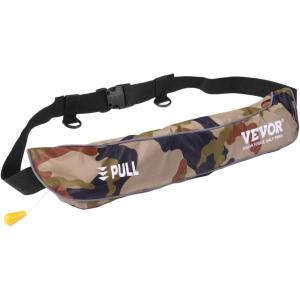 imageVEVOR Manual Inflatable Belt Pack for Adults 105N Buoyancy Over 80 Pounds and Up to 59 in Waist Adjustable Inflatable PFD Waist for SUP Paddelboarding Kayaking CO2 Cylinder Not IncludedGreen