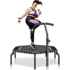 imageVEVOR Mini Trampoline 545 Inch Fitness Rebounder Max Load 450 lbs Exercise Trampoline Stable ampamp Quiet Small Trampoline with 3 Levels Height Adjustable Foam Handle for Adults IndoorGarden Workout