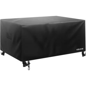 imageVEVOR Patio Furniture Cover 420D Heavy Duty Waterproof Outdoor Dining Table and Chairs Cover Large Squre Patio Table Covers with Air Vent for All Weather 74L x 74W x 28H inch Black126L x 126W x 32H