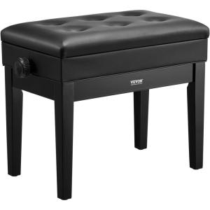 imageVEVOR Piano Bench 295quot x 14quot x 203quot Duet Keyboard Piano Chair with 203quot234 Adjustable Height Padded Cushion Storage Compartment for Music Books Wooden Piano Stool Seat for Vanity Bedroom22 x 13 x 193