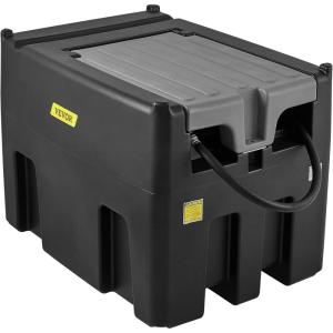 imageVEVOR Portable Diesel Tank 116 Gallon Capacity ampamp 10 GPM Flow Rate Fuel Tank with 12V Electric Transfer Pump and 131ft Rubber Hose PE Diesel Transfer for Easy Fuel Transportation GrayBlack
