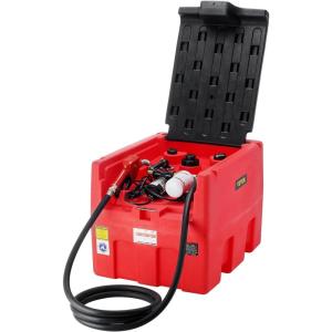 imageVEVOR Portable Diesel Tank 116 Gallon Capacity ampamp 10 GPM Flow Rate Fuel Tank with 12V Electric Transfer Pump and 131ft Rubber Hose PE Diesel Transfer for Easy Fuel Transportation GrayRed2