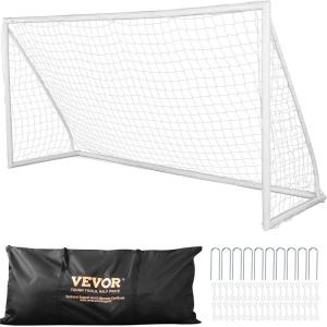 imageVEVOR Portable Soccer Goal 12 x 6 ft Large Practice Soccer Net Steel Fiberglass Structure Training Goal Set with Carry Bag AllWeather Outdoor Use for Backyards Parks School Fields12x6 ft PVC