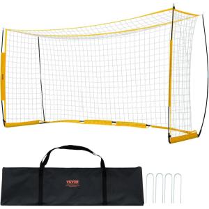 imageVEVOR Portable Soccer Goal 12 x 6 ft Large Practice Soccer Net Steel Fiberglass Structure Training Goal Set with Carry Bag AllWeather Outdoor Use for Backyards Parks School FieldsFiberglass Rod Cube