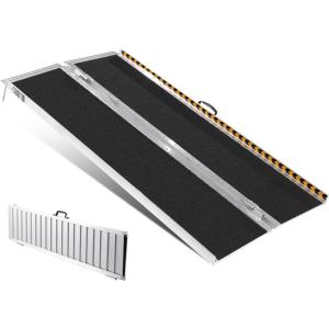 imageVEVOR Portable Wheelchair Ramp 6FT NonSlip Aluminum Folding Handicap Ramp Door Threshold Ramps for Wheelchair for HomeWheel Chair Ramp Steps Cars Scooter Cart Curbs Stairs6FT For height 618