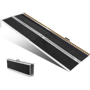 imageVEVOR Portable Wheelchair Ramp 6FT NonSlip Aluminum Folding Handicap Ramp Door Threshold Ramps for Wheelchair for HomeWheel Chair Ramp Steps Cars Scooter Cart Curbs Stairs8FT For height 824