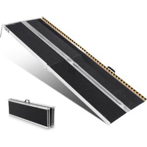 imageVEVOR Portable Wheelchair Ramp 6FT NonSlip Aluminum Folding Handicap Ramp Door Threshold Ramps for Wheelchair for HomeWheel Chair Ramp Steps Cars Scooter Cart Curbs Stairs10FT For height 1030